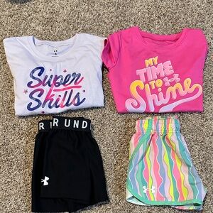 Under Armour Kids' Graphic Tees and Shorts Set - White, Pink, Black, Multicolor
